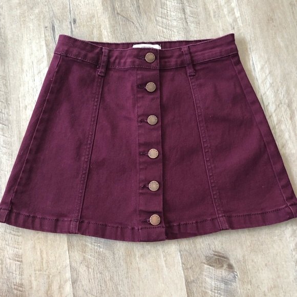Forever 21 Maroon Jean Skirt - Picture 1 of 6